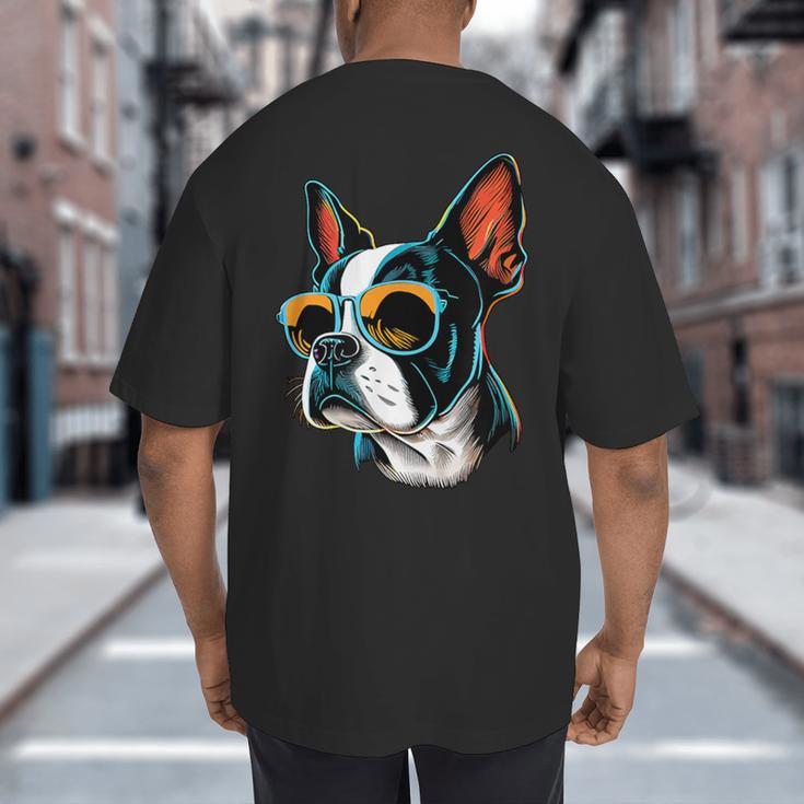 Dad Mom Cool Dog Sunglasses Boston Terrier Big And Tall Men's T-Shirt Back Print