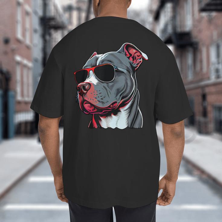 Dad Mom Cool Dog Sunglasses Pitbull Big And Tall Men's T-Shirt Back Print