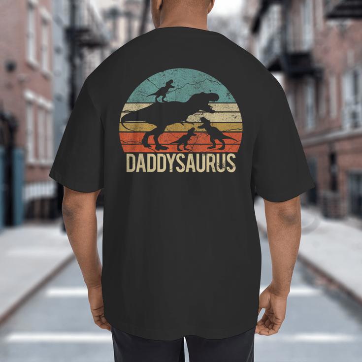 Daddy Dinosaur Daddysaurus 3 Three Kids Xmas Big And Tall Men's T-Shirt Back Print Daddy Dinosaur Daddysaurus 3 Three Kids Xmas Big And Tall Men's T-Shirt Back Print