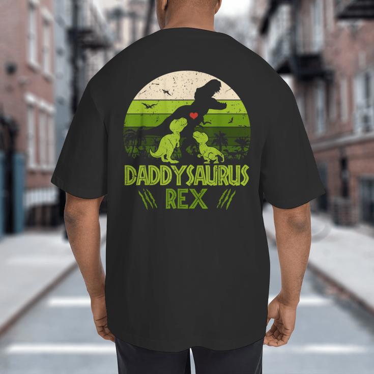 Daddysaurus Rex 2 Kids Sunset Tshirt For Fathers Day Big And Tall Men's T-Shirt Back Print Daddysaurus Rex 2 Kids Sunset Tshirt For Fathers Day Big And Tall Men's T-Shirt Back Print