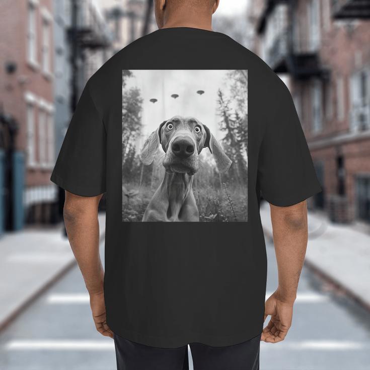 Dog Mom Dad Alien Selfie Weimaraner UFO For Men Women Big And Tall Men's T-Shirt Back Print