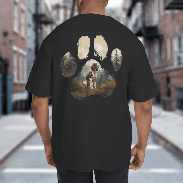 English Springer Spaniel Mountain Paw Dog Mom Dad Big And Tall Men's T-Shirt Back Print