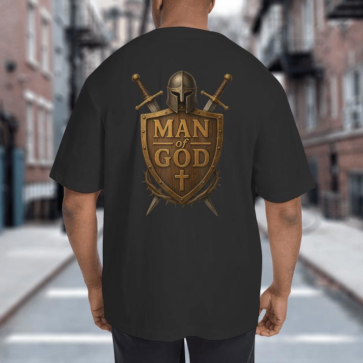 Faithful Warrior Man Of God Christian Men Knight Armor Dad Big And Tall Men's T-Shirt Back Print