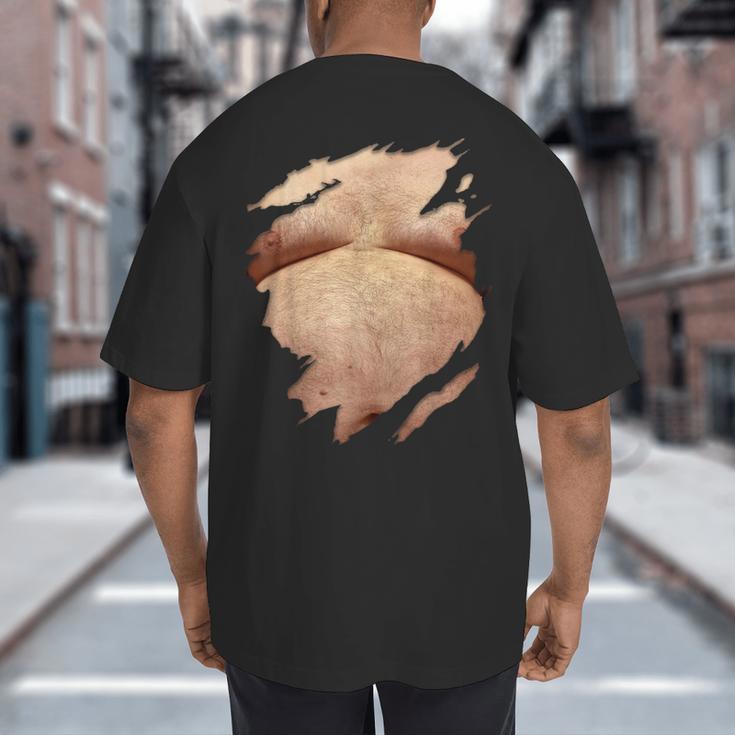 Fat Hairy Guy Big Stomach & Man Boobs Fat Dad BOD Big And Tall Men's T-Shirt Back Print