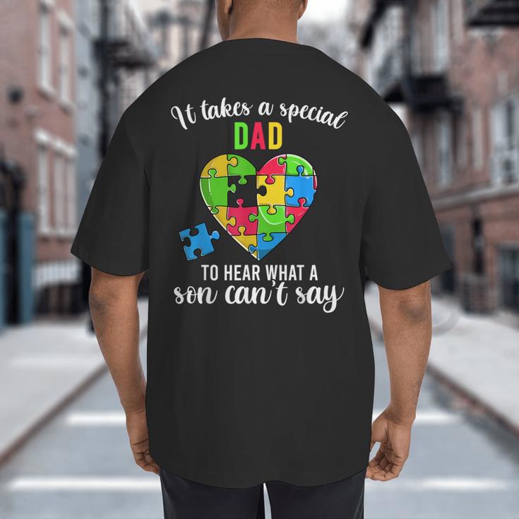 Fun Heart Puzzle Shirts Dad Autism Awareness Family Support Big And Tall Men's T-Shirt Back Print