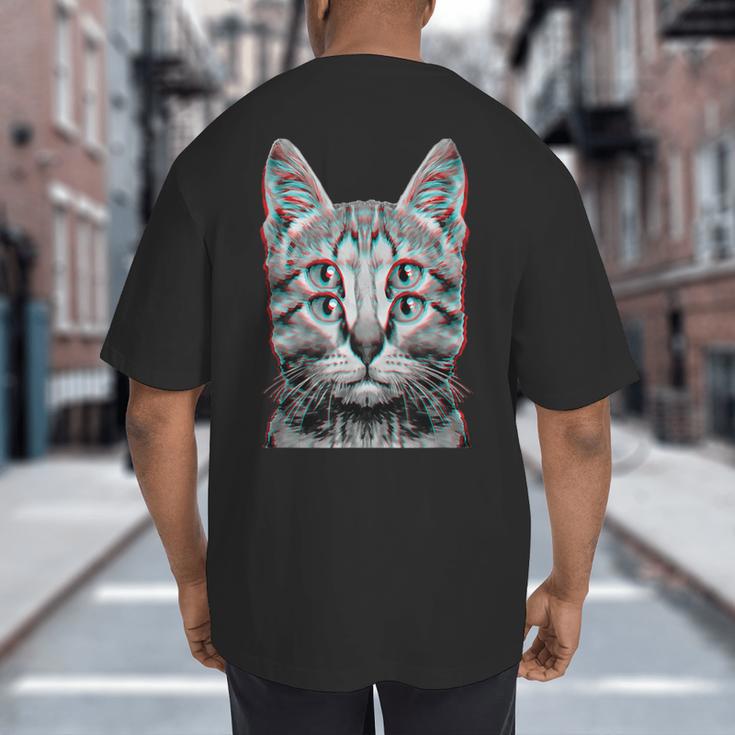 Glitch Weird Cat Kitten Optical Illusion Cat Mom Dad Big And Tall Men's T-Shirt Back Print Glitch Weird Cat Kitten Optical Illusion Cat Mom Dad Big And Tall Men's T-Shirt Back Print
