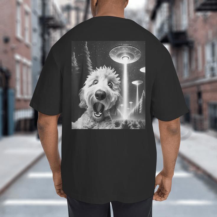 Goldendoodle Alien UFO Taking a Selfie Dog Mom Dad Big And Tall Men's T-Shirt Back Print