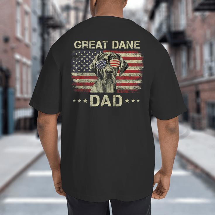 Great Dane Dad Dog Lovers American Flag 4th Of July Big And Tall Men's T-Shirt Back Print
