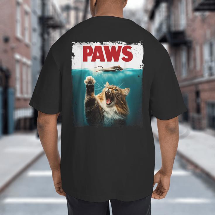 Humorous Paws Parody Cat Mouse For Cat Lover Cat Mom Cat Dad Big And Tall Men's T-Shirt Back Print
