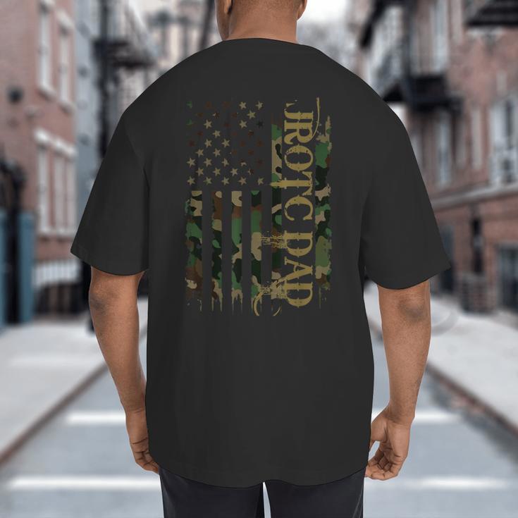 JROTC Dad United States Distressed Camo w US Flag Big And Tall Men's T-Shirt Back Print