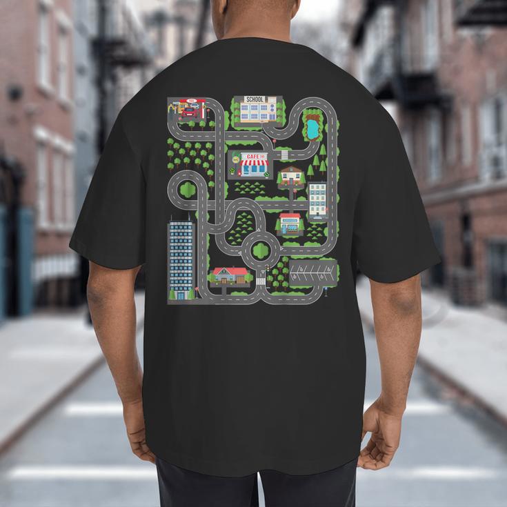 Kid Play Cars On Dad Back Race Track Mat Fathers Day Big And Tall Men's T-Shirt Back Print
