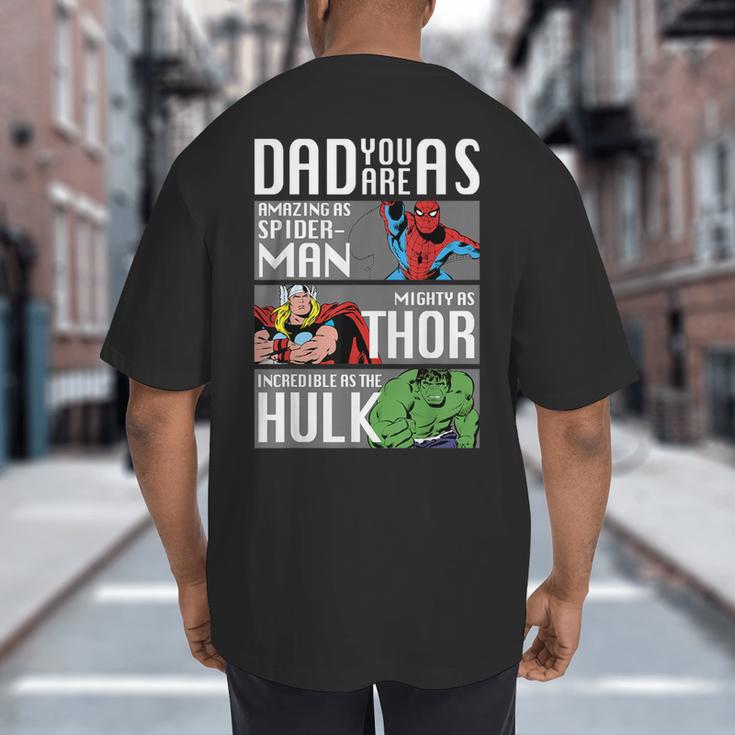 Marvel Father's Day Spider-Man Thor Hulk Dad Attributes Big And Tall Men's T-Shirt Back Print