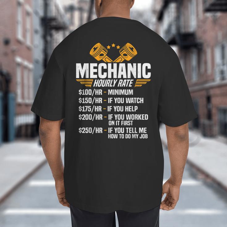 Mechanic Men Dad Hourly Rate Car Auto Garage Mechanic Big And Tall Men's T-Shirt Back Print Mechanic Men Dad Hourly Rate Car Auto Garage Mechanic Big And Tall Men's T-Shirt Back Print