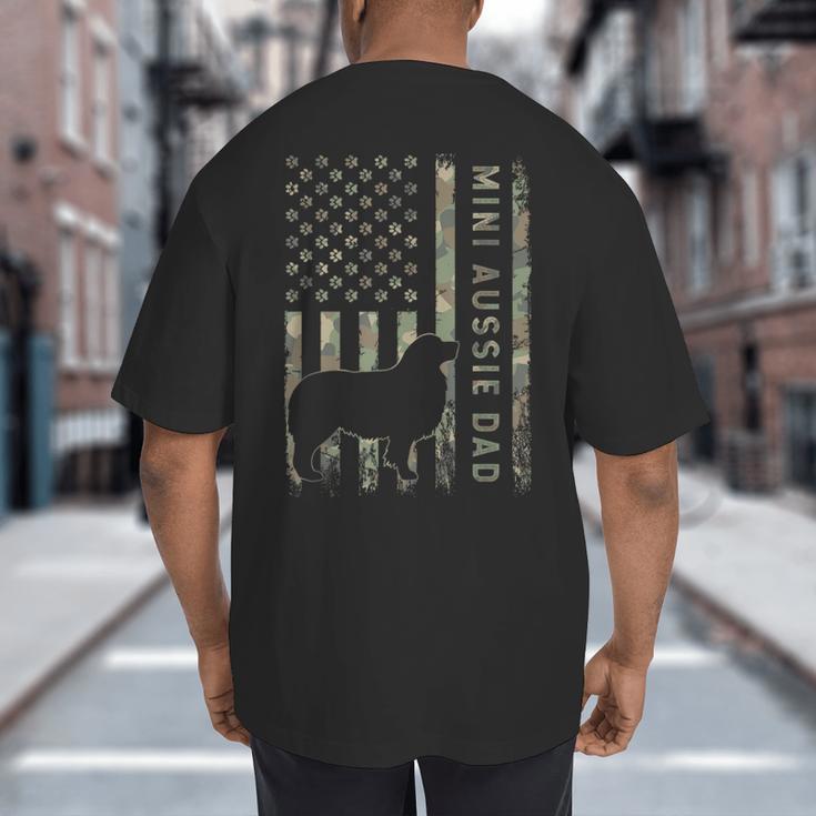 Mini Aussie Dad Australian Shepherd Dog Camo USA Flag Big And Tall Men's T-Shirt Back Print