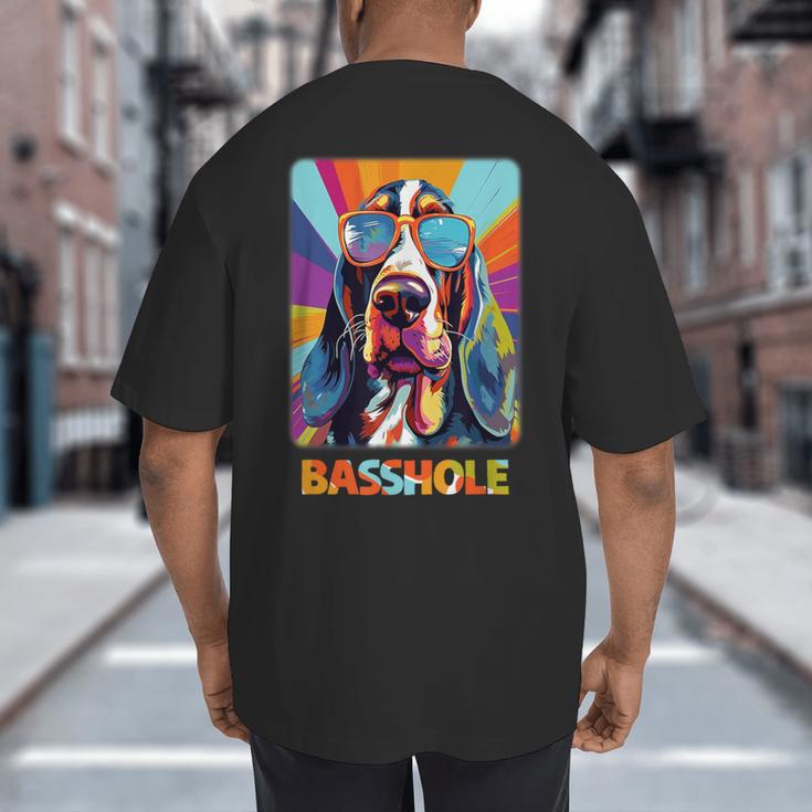 Mom & Dad Of a Basshole Basset Hound With Glasses -Adults Short Sleeve Big And Tall Men's T-Shirt Back Print
