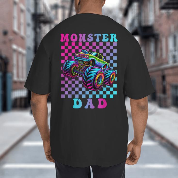 Monster Truck Dad Family Matching Shirt Truck Lovers Big And Tall Men's T-Shirt Back Print