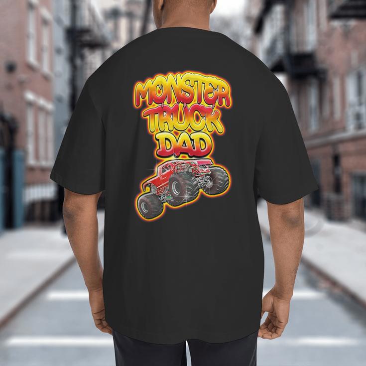 Monster Truck Dad Hot Red Graffiti Style Big And Tall Men's T-Shirt Back Print