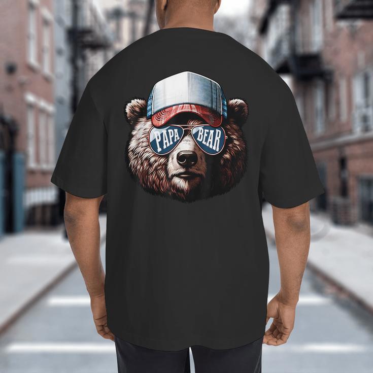Papa Bear Face Cool Dad Style Retro Fathers Day Daddy Bear Big And Tall Men's T-Shirt Back Print