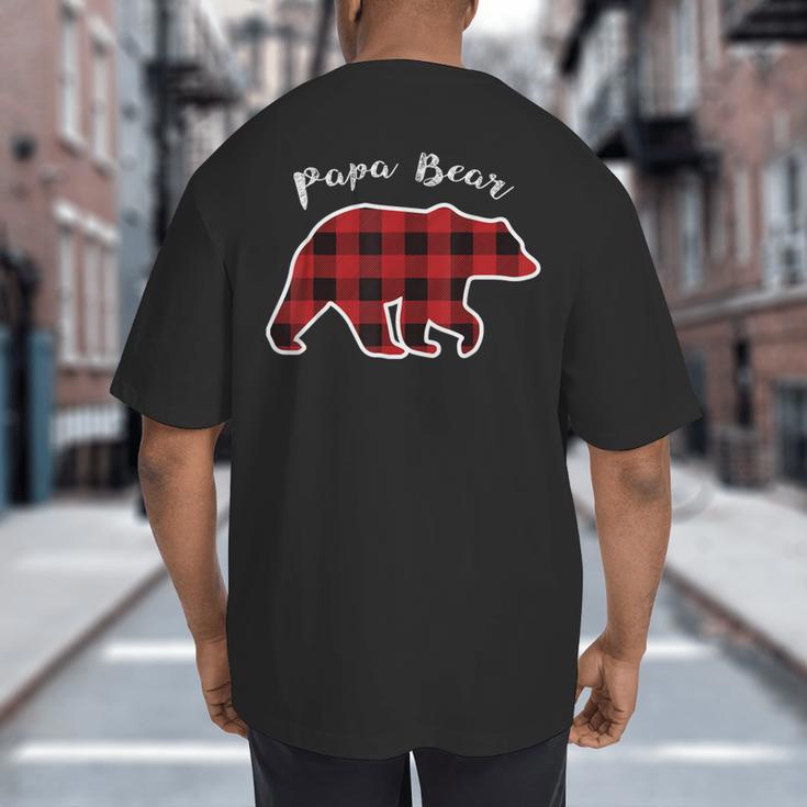 PAPA Bear Men Red Plaid Christmas Pajama Family Dad Small Big And Tall Men's T-Shirt Back Print