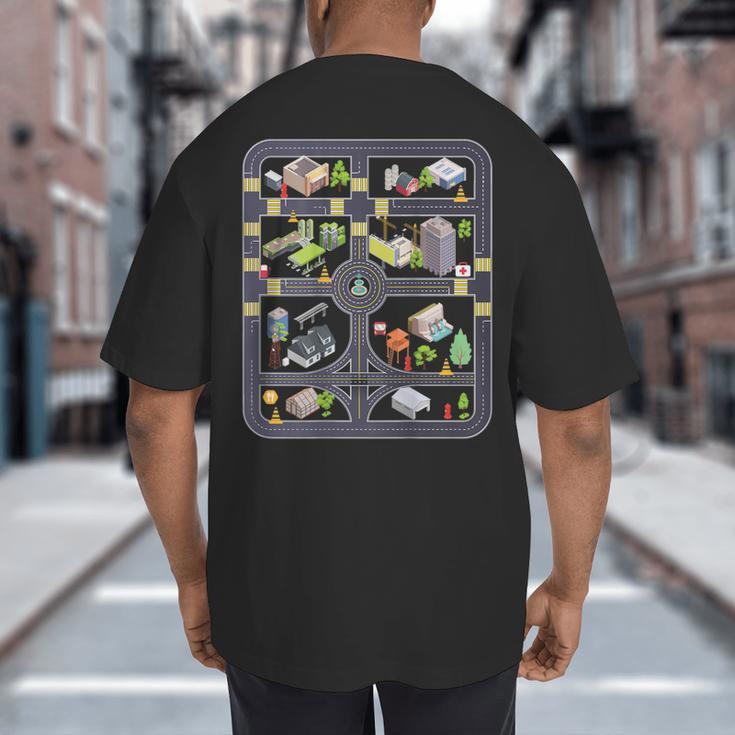 Play Cars On Dad's Back Mom's Back City Map BACK PRINT ONLY Big And Tall Men's T-Shirt Back Print