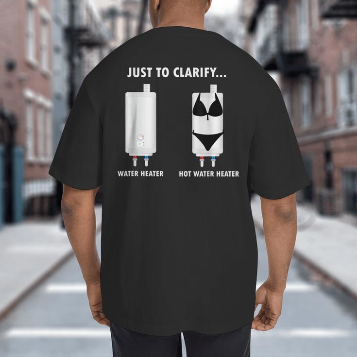 Plumber Hot Water Heater Plumbing Dad Joke Big And Tall Men's T-Shirt Back Print