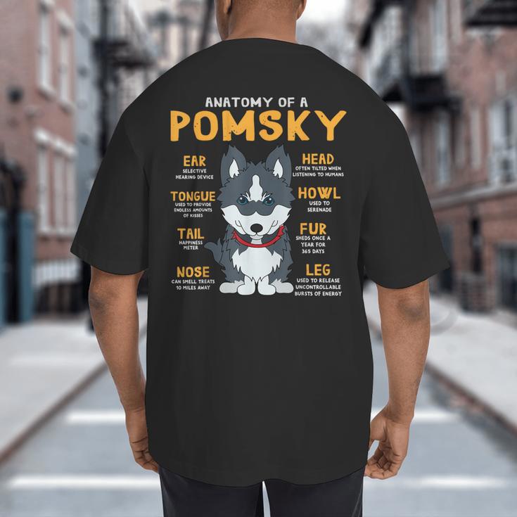 Pomsky Anatomy Dog Mom Dad Big And Tall Men's T-Shirt Back Print