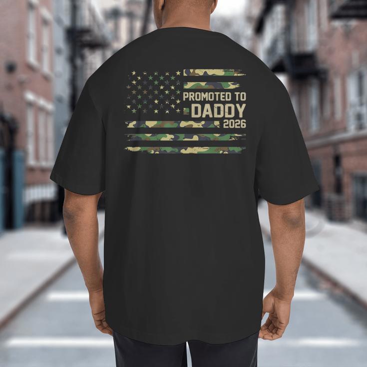 Promoted To Daddy Est 2026 Camo USA Flag New Dad 2026 Big And Tall Men's T-Shirt Back Print