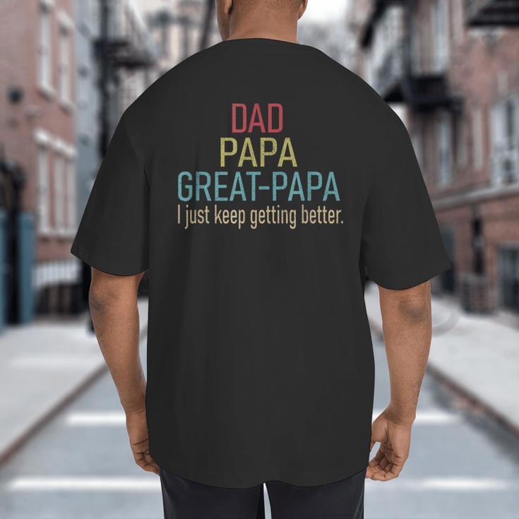 Promoted To Great Papa 2024 Fathers Day First Time Dad Big And Tall Men's T-Shirt Back Print