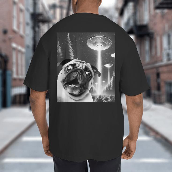 Pug Alien UFO Taking a Selfie Dog Mom Dad Big And Tall Men's T-Shirt Back Print Pug Alien UFO Taking a Selfie Dog Mom Dad Big And Tall Men's T-Shirt Back Print