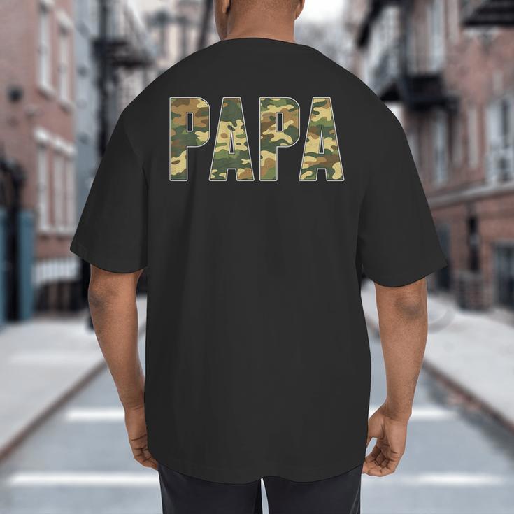 Retro Camo Hunting Papa Old Camo Dad Father’s Day Daddy Big And Tall Men's T-Shirt Back Print