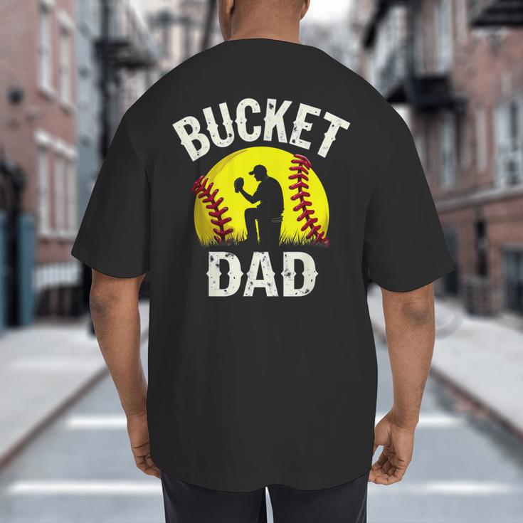Retro Daddy Bucket Dad Softball Girl Big And Tall Men's T-Shirt Back Print