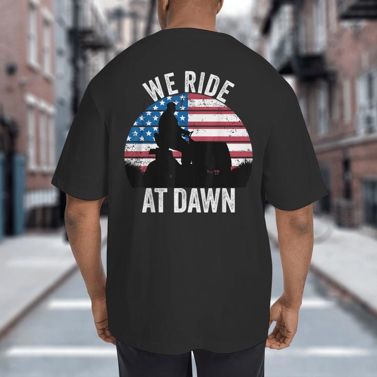 We Ride At Dawn Lawnmower Lawn Mowing Dad Vintage Men Big And Tall Men's T-Shirt Back Print