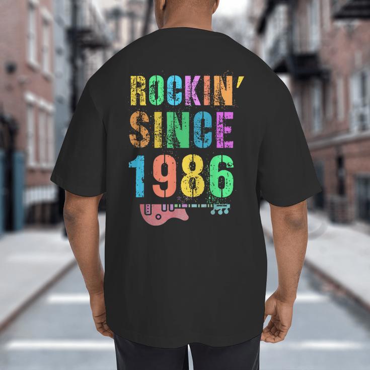 Rockin' Since 1986 Vintage Rockstar 40th Birthday Mom Dad 40 Big And Tall Men's T-Shirt Back Print