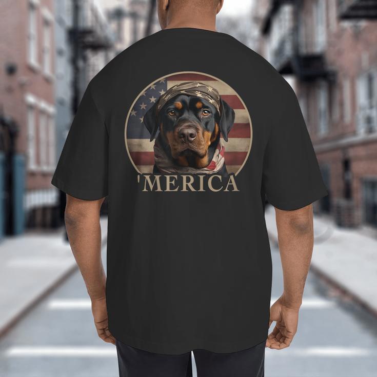Rottie Dog Mom Dad 'Merica Rottweiler Big And Tall Men's T-Shirt Back Print