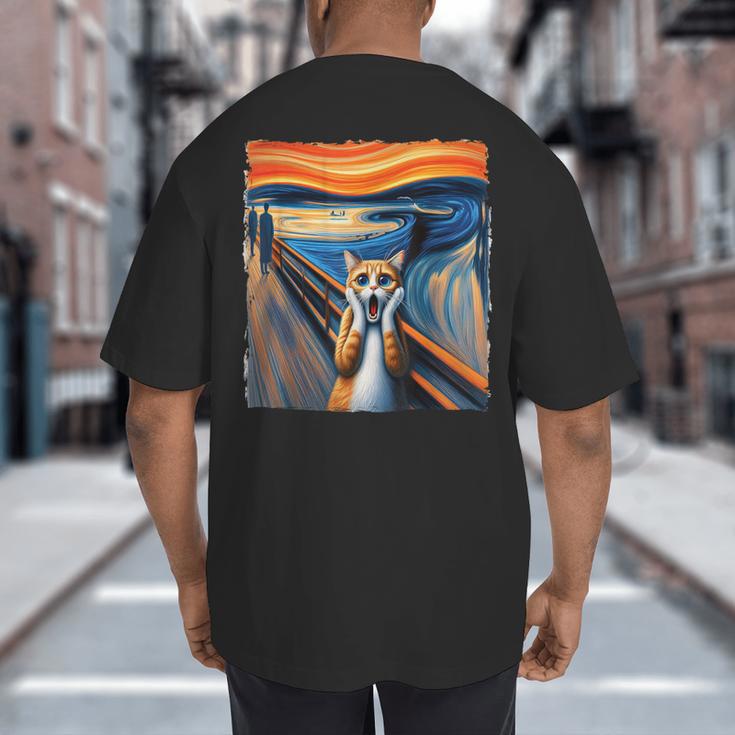 The Scream Cat Parody For Kitty Cat Lover Cat Mom Cat Dad Big And Tall Men's T-Shirt Back Print
