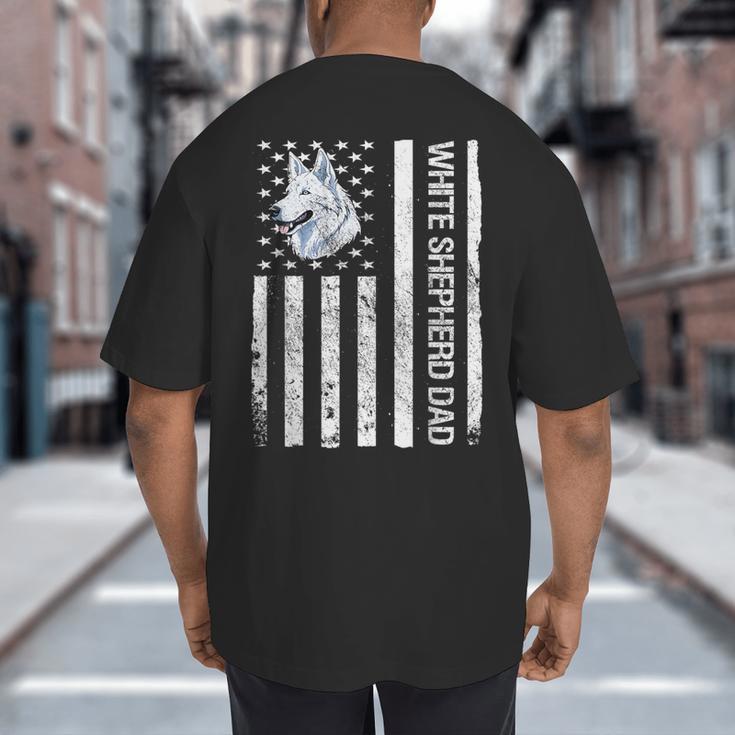 Shepherd Dad USA Flag White German Shepherd Big And Tall Men's T-Shirt Back Print