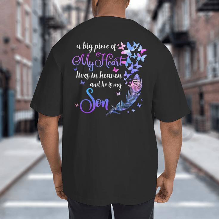 My Son Lives In Heaven Memorial Quotes Love Mom Dad Matching Big And Tall Men's T-Shirt Back Print