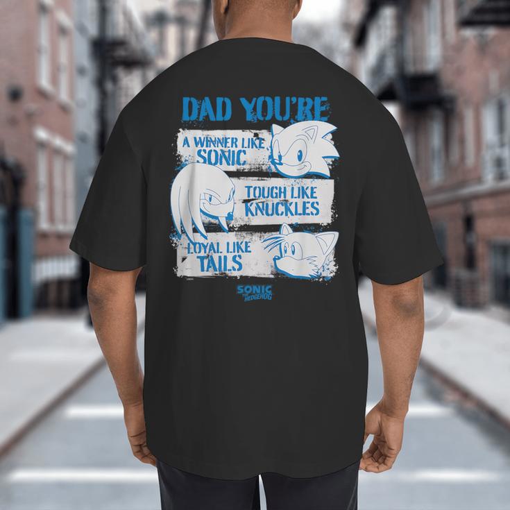 Sonic The Hedgehog Father's Day Dad Qualities Distressed Big And Tall Men's T-Shirt Back Print