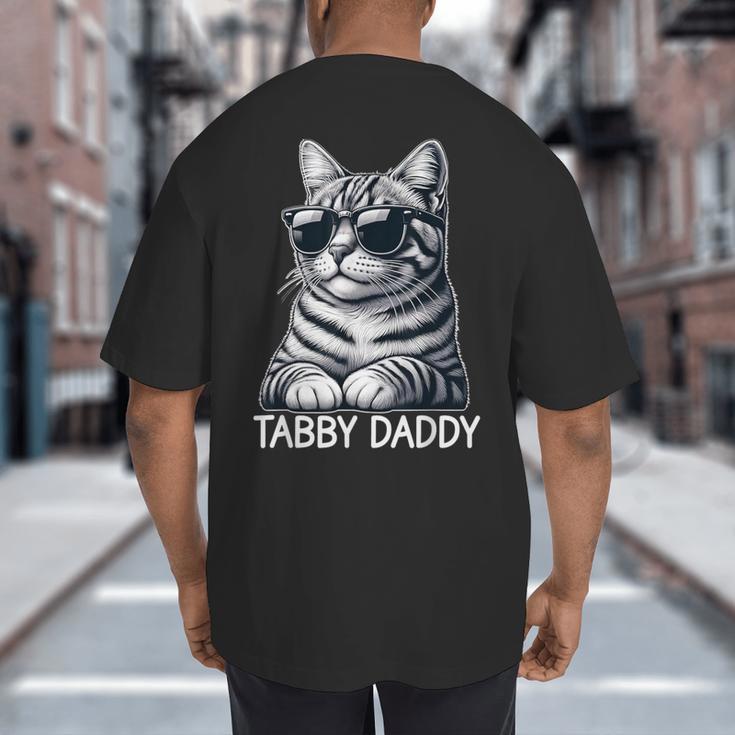 Tabby Daddy Cat Dad Graphic Grey Tabby Cat Lover Big And Tall Men's T-Shirt Back Print