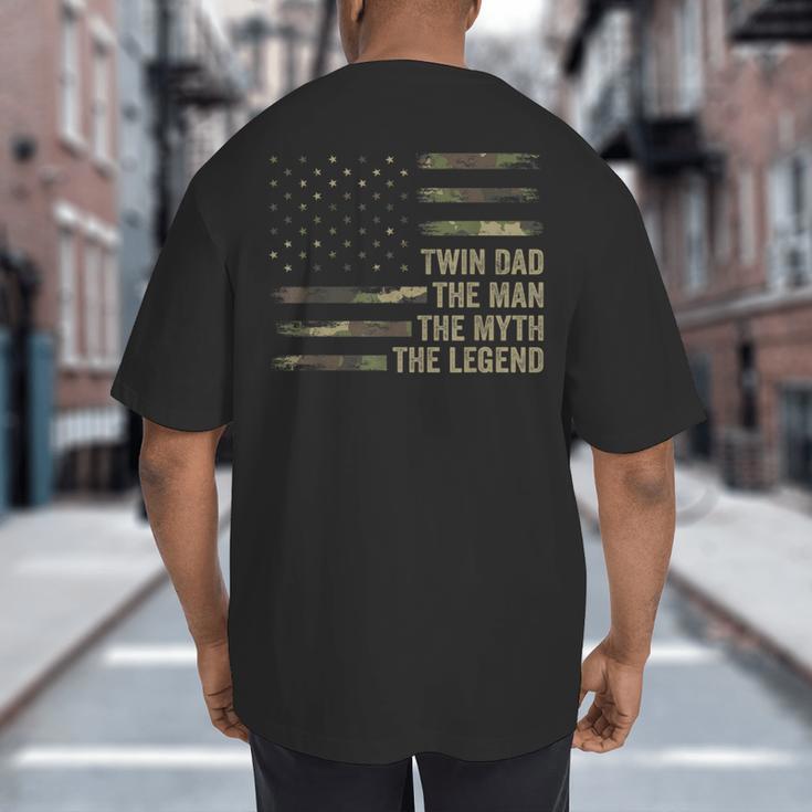 Twin Dad Camo USA Flag Twin Dad The Man The Myth The Legend Big And Tall Men's T-Shirt Back Print