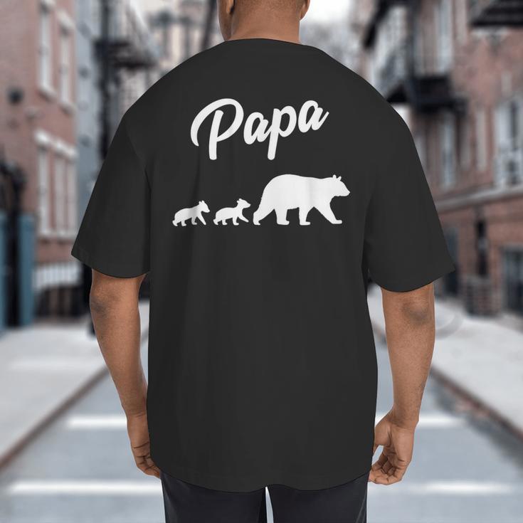 Twin Dad Papa Bear Two Cubs 2 Kids Big And Tall Men's T-Shirt Back Print