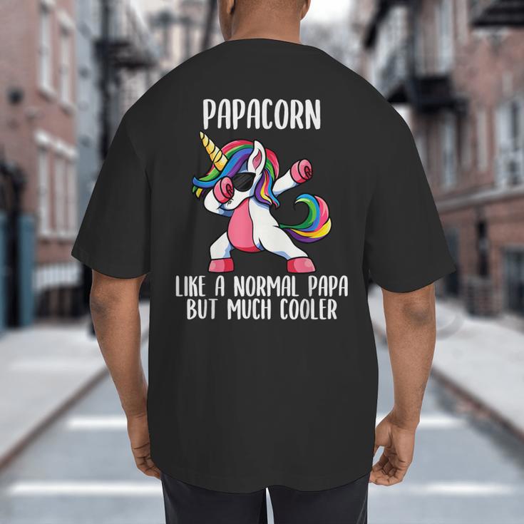 Unicorn Dad Girl Birthday Party Clothing Papacorn Big And Tall Men's T-Shirt Back Print