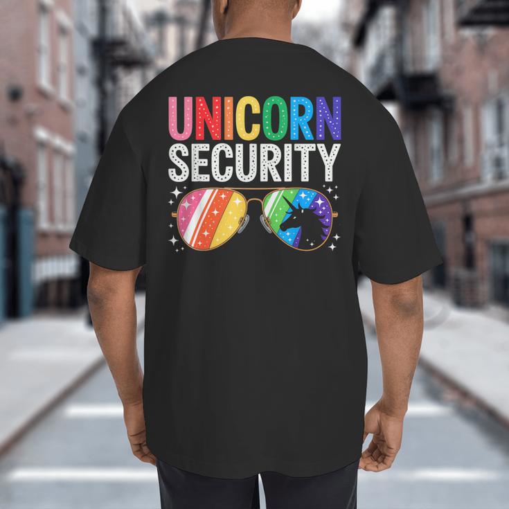 Unicorn Security Birthday Family Halloween Costume Mom Dad Big And Tall Men's T-Shirt Back Print Unicorn Security Birthday Family Halloween Costume Mom Dad Big And Tall Men's T-Shirt Back Print