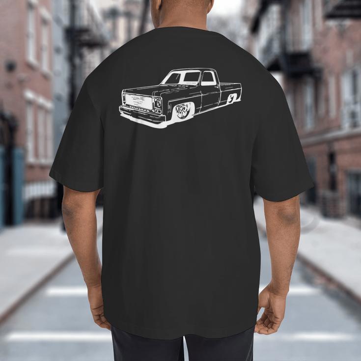 Vintage 73-87 Mini C10 Truck Slammed Graphic Dad Gag Father Big And Tall Men's T-Shirt Back Print
