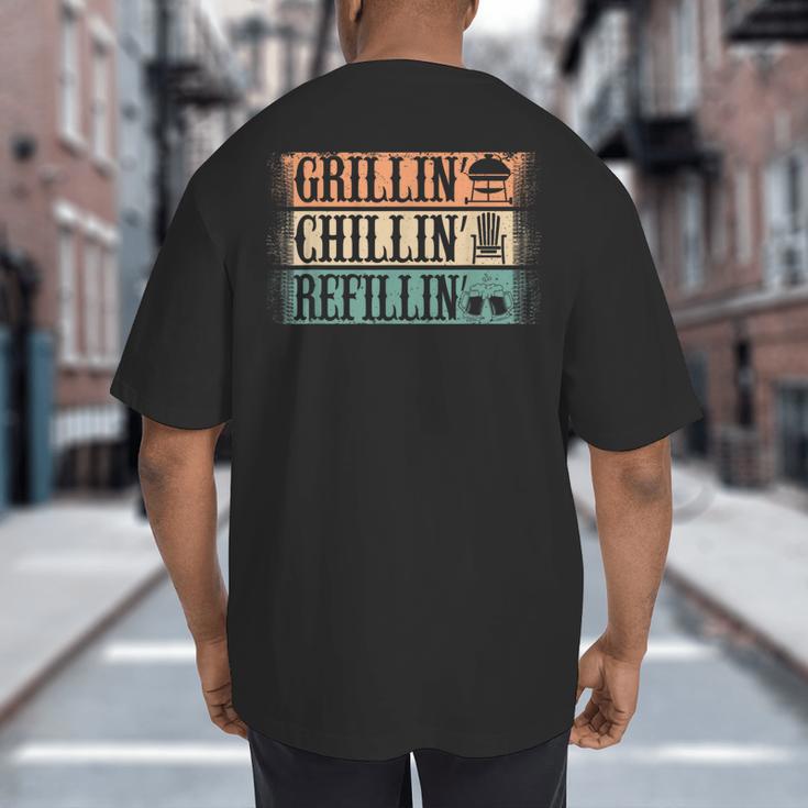 Vintage Grill Dad Grilling Chilling Refilling Big And Tall Men's T-Shirt Back Print