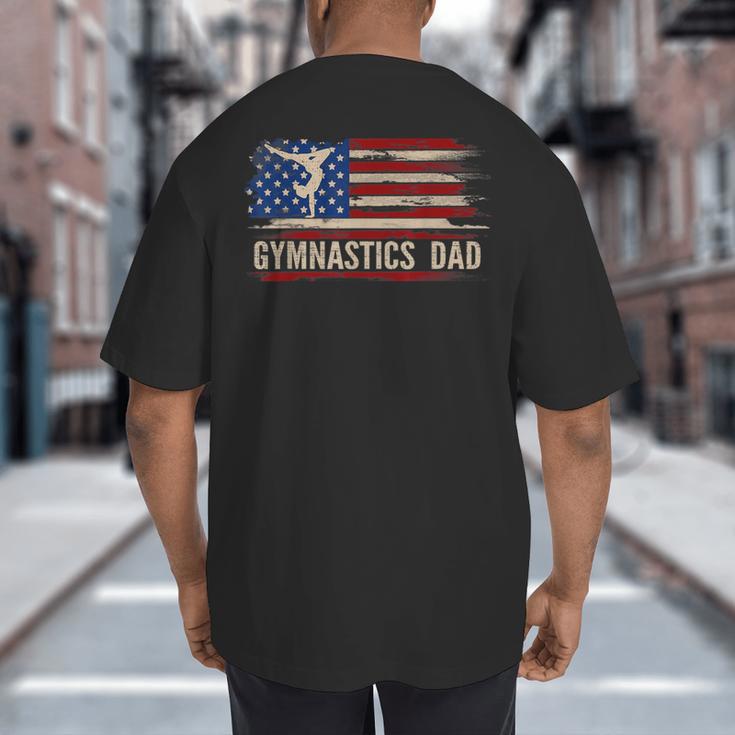 Vintage Gymnastics Dad American USA Flag Sports Big And Tall Men's T-Shirt Back Print
