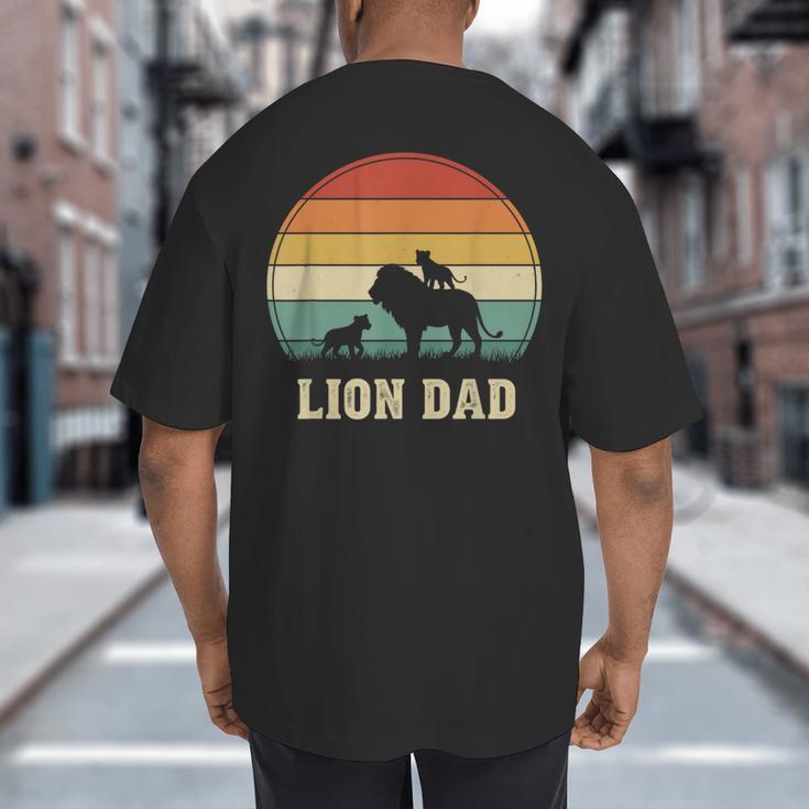 Vintage Lion Dad Father Grandpa Father's Day Big And Tall Men's T-Shirt Back Print