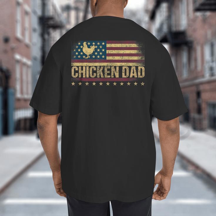 Vintage USA Flag Chicken Dad Stars Big And Tall Men's T-Shirt Back Print