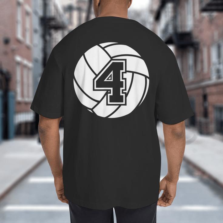 Volleyball Player 4 Volleyball Mom Dad Jersey Number 4 Big And Tall Men's T-Shirt Back Print
