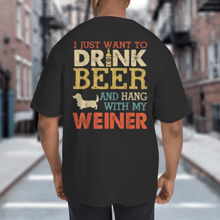 Weiner Dachshund Dad Drink Beer Hang With Dog Vintage Big And Tall Men's T-Shirt Back Print